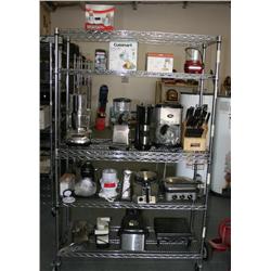 RACK LOT OF MISC. KITCHEN APPLAINCES