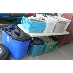 TABLE LOT OF COATS & SHOES