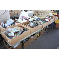 Table lot of miscellaneous household items