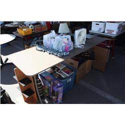 Table lot of miscellaneous items & end table