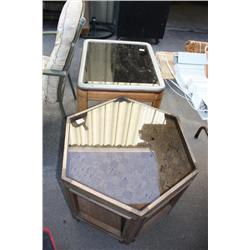 Lot of 2 Glass top end tables