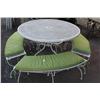 Image 1 : Round patio table with 4 wire top benches