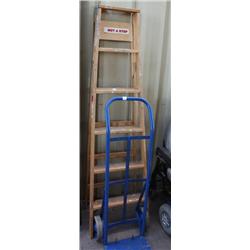 Step ladder and handcart