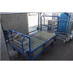 Lot of 2 flat metal wired wheeled platforms