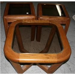 Set of 3 Side Tables W/Glass Top
