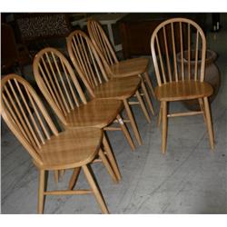 Set of 5 Wood Dining Chairs