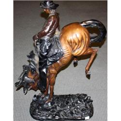 Bronze Bucking Bronco Statue 36" Tall