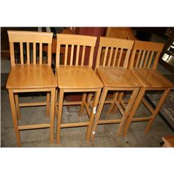 Set of 4 Wood Stools