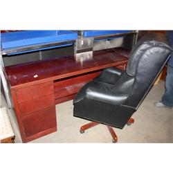 Cherry Wood Desk and Leather Office Chair