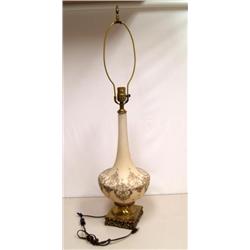 Vintage Brass Lamp With Hand Painted Base