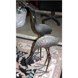 Set of 2 Metal Heron Statues