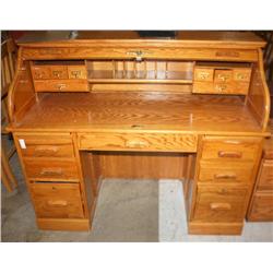 Solid Oak Roll Top Desk