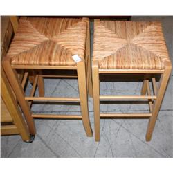 Set of two Wicker top Stools