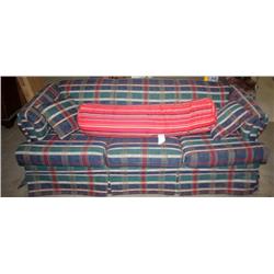 Sofa & Love Seat Set Plaid Print W/Body Pillows