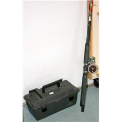 2 FISHING POLES & TACKLE BOX