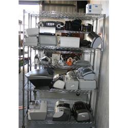 RACK LOT OF MISC. PRINTERS
