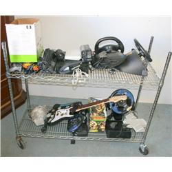 RACK LOT OF MISC. GAME CONTROLLERS