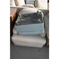 COUCH & ROLLING FOOT STOOL