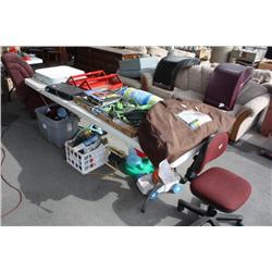 Table lot of tools miscellaneous household items