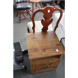 Nightstand and wood chair