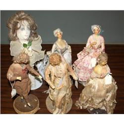 Lot of Vintage Wax Dolls & Cloth Doll