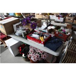 Table lot of miscellaneous household items