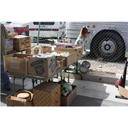 Table lot of miscellaneous household items