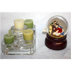 Lot of Snow Globe and Candle Holder