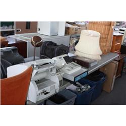 Table lot of miscellaneous office equipment, cards