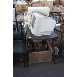 Table lot of old computers parts & electronics