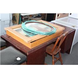 Wooden Desk, 3 mirrors and chair