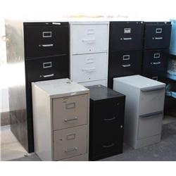 Lot of 7 filing cabinets, 3 short, 4 tall