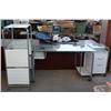 Image 1 : Glass Computer Desk, Shelf, Filing Cabinet