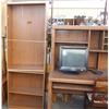 Image 1 : Bookcase and Computer Desk w/ Monitor & Chair