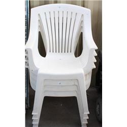 Lot of 4 Plastic Lawn Chairs