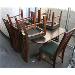 Light Brown Wood Dining Table with 6 chairs