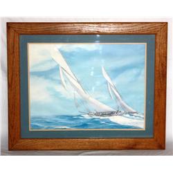Framed Signed Print of a Sailboat