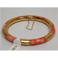AAA Pink Jade Hand Made Bungle Bracelet