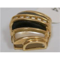 AAA Black Onyx, Mother Of Pearl & Diamonds