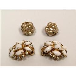2 Pair Vintage Costume Jewelry Earrings