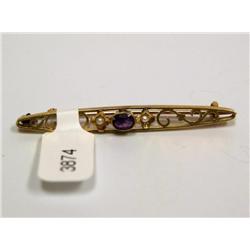 1900's AAA Amethyst & Pearls Vintage Ladies Brooch
