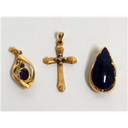 AAA Amethyst Pendant, Lapis Pendant & Diamond cros