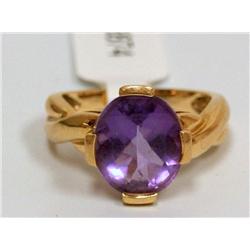 10.00Ctw AAA Amethyst Oval Solitaire Ladies Ring