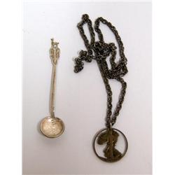 Silver Custom Coin Spoon and Silver Coin Necklace
