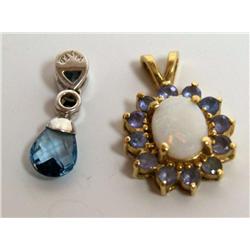 AAA Australian Fire Opal, Blue Topaz Pendant