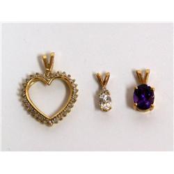 Diamonds, White Topaz & Amethyst Pendant