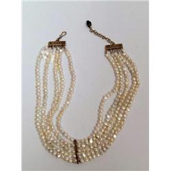 Byzantine 5 Strand Fresh Water Pearl Necklace