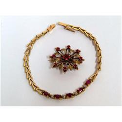 AAA Burmese Ruby Bracelet & Red Spinel Brooch
