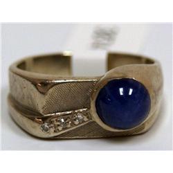1.00Ctw Star Blue Sapphire & Diamonds Hand Made Ri