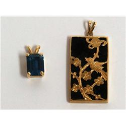 AAA London Blue Topaz Pendant & Onyx Pendant